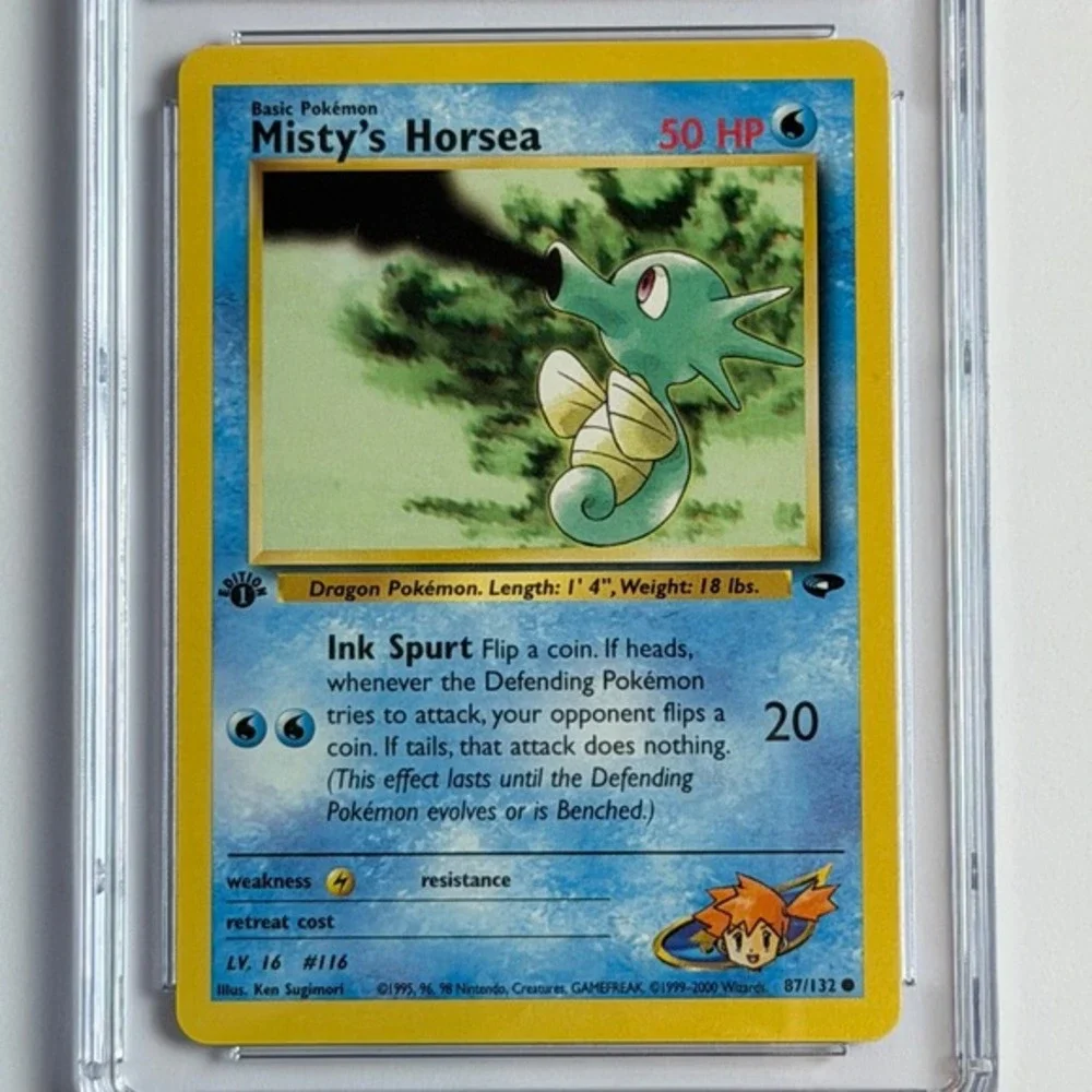 Misty's Horsea 1st Edition 87/132 CGC 9 Mint TCG Pokemon 2000 Gym Challenge WotC